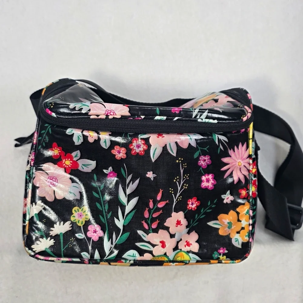 Vera Bradley Floral Tangerine Twist Lunch Bag Zipper Handle Reusable 10x7x5